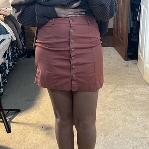 FAVLUX Terracotta Button-Front Mini Skirt